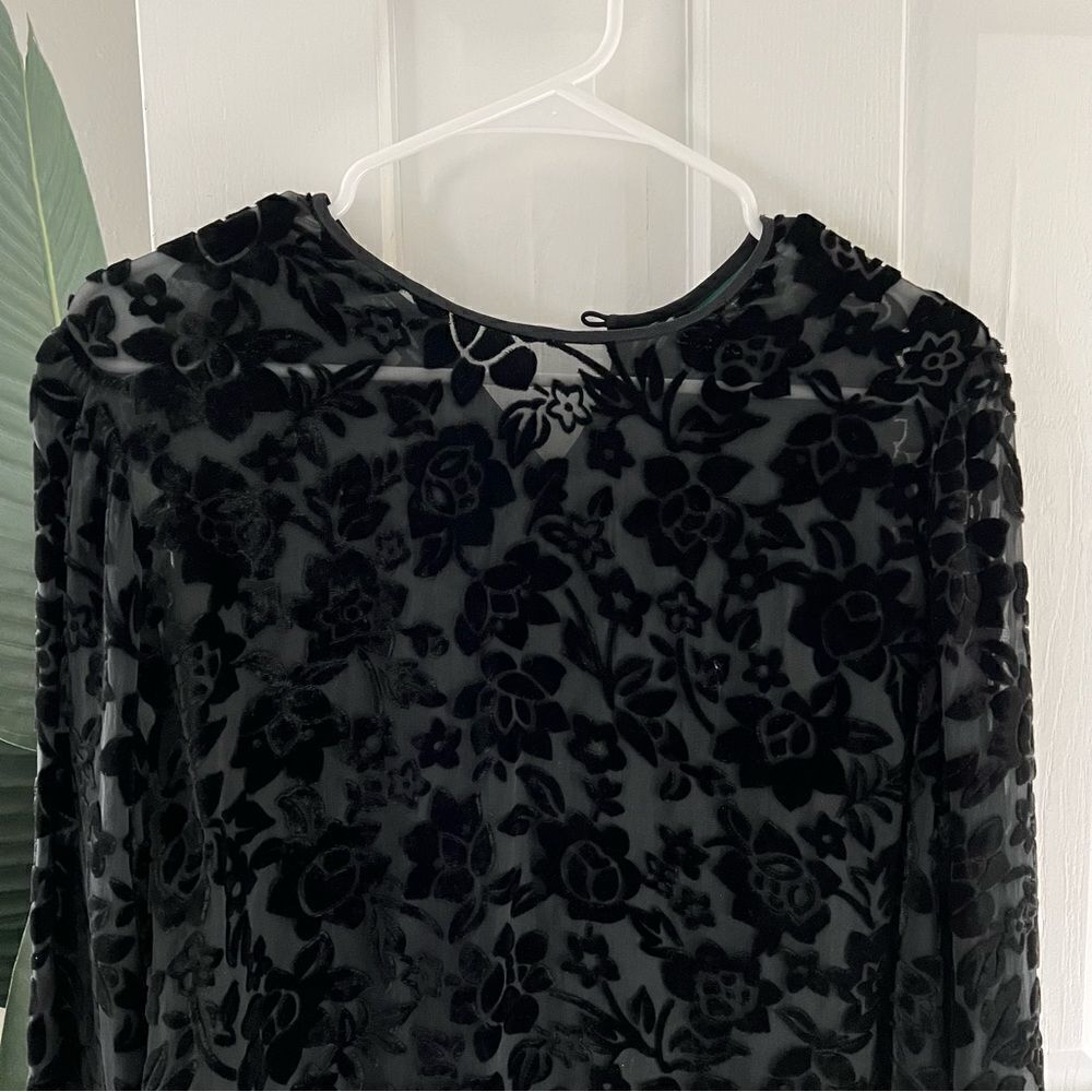 J.Crew Velvet Floral Sheer Silk Blouse - Picture 2 of 6